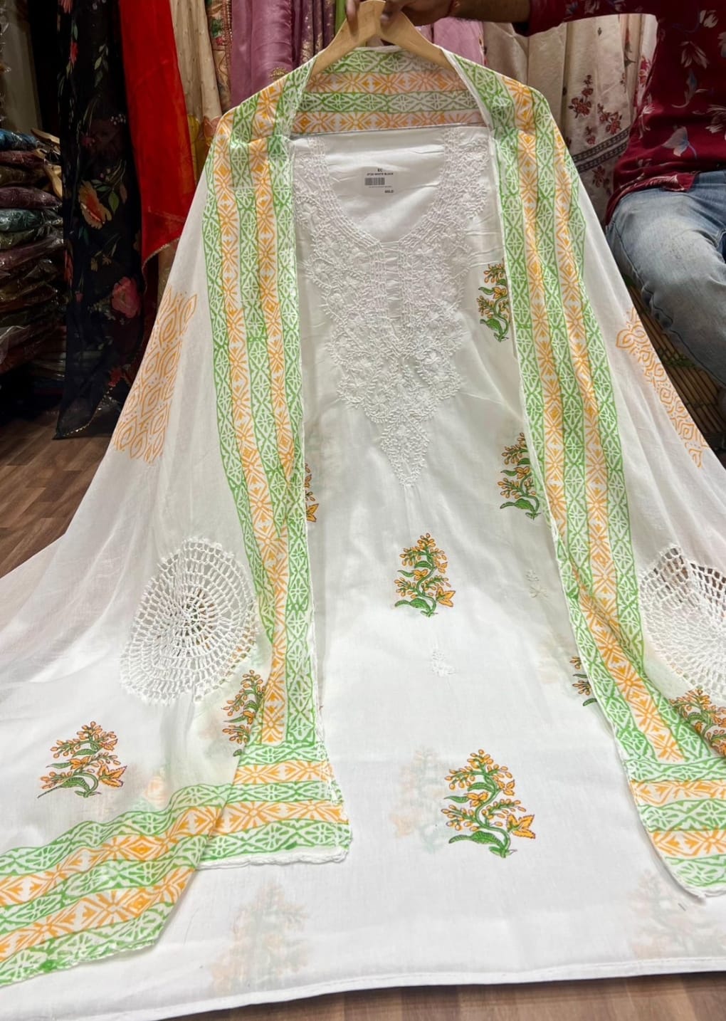 Graceful Embroidered Cotton Suit Set