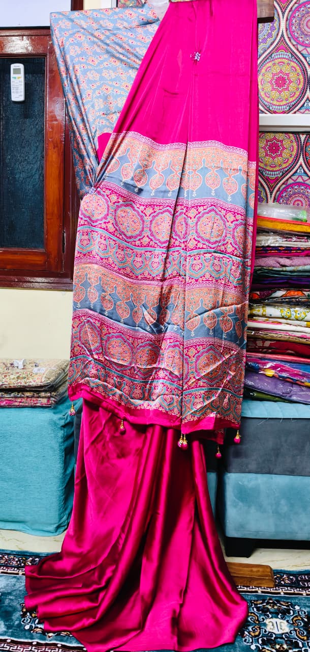 Modal Silk Pink Satin Saree