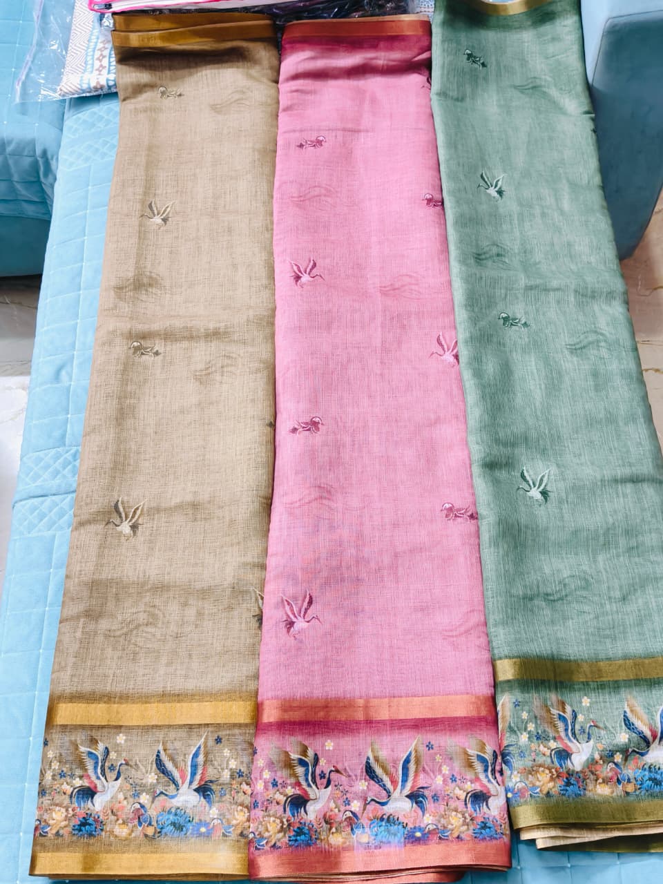 Elegant Embroidered Linen Saree Collection