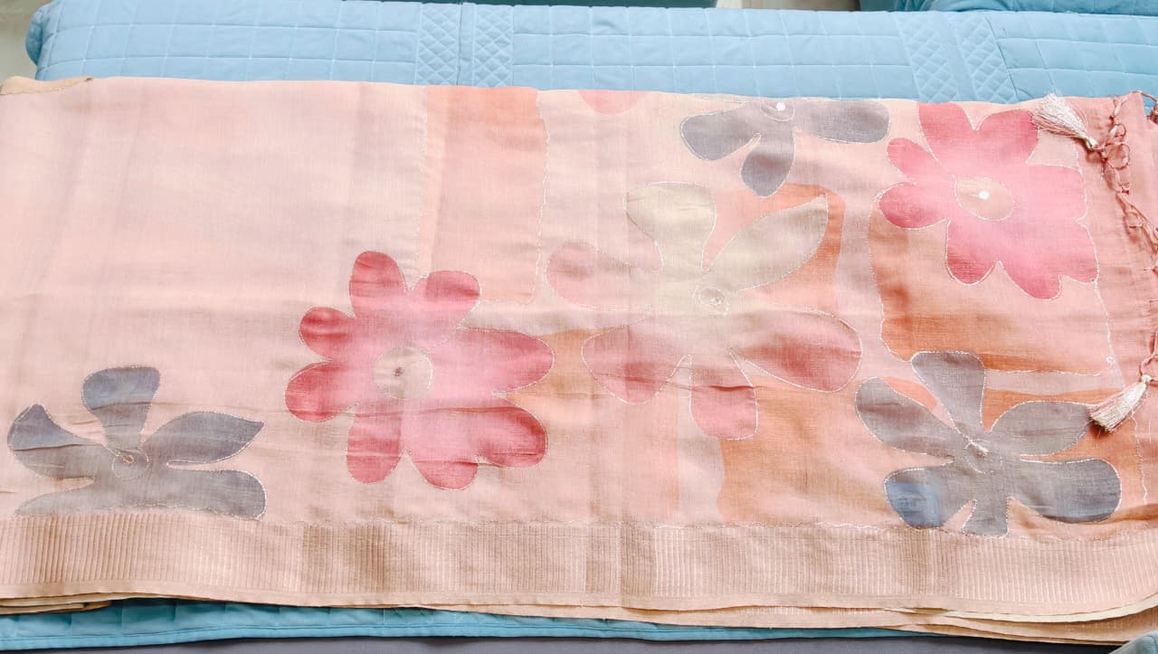 Elegant Blossom Pastel Saree