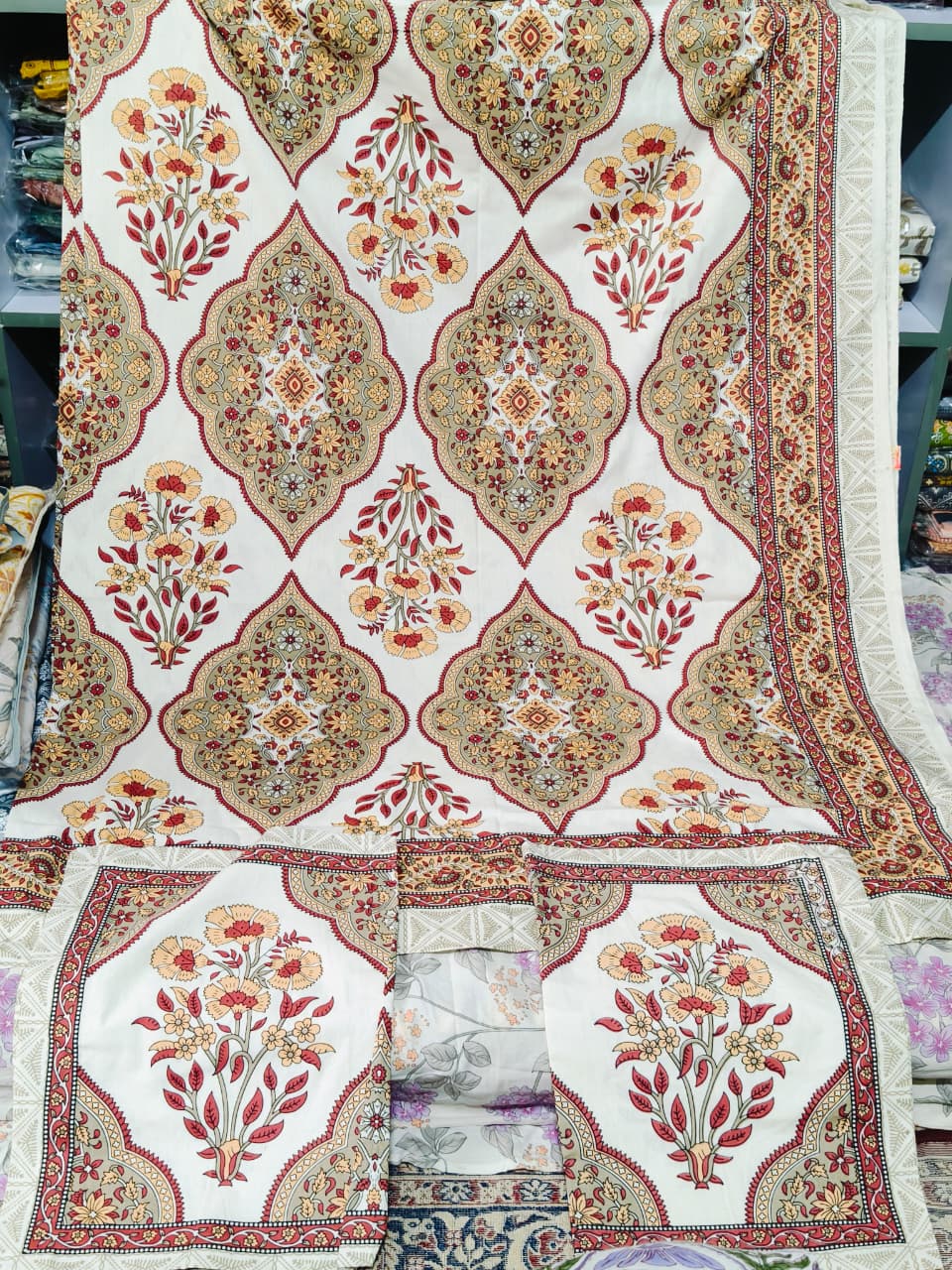 Heritage Floral Print Cotton Bedsheet Set