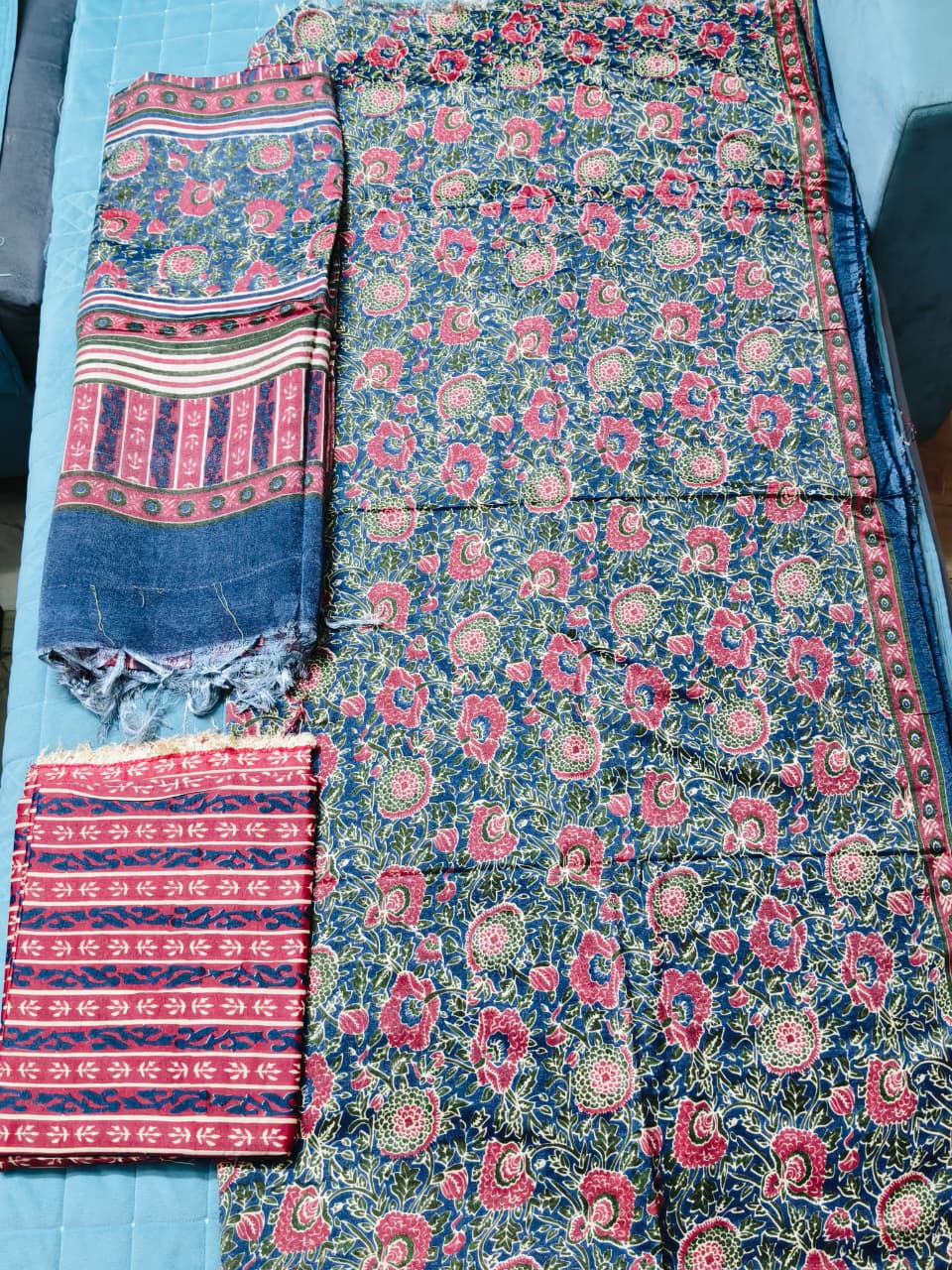 Elegant Handblock Floral Cotton Suit Set