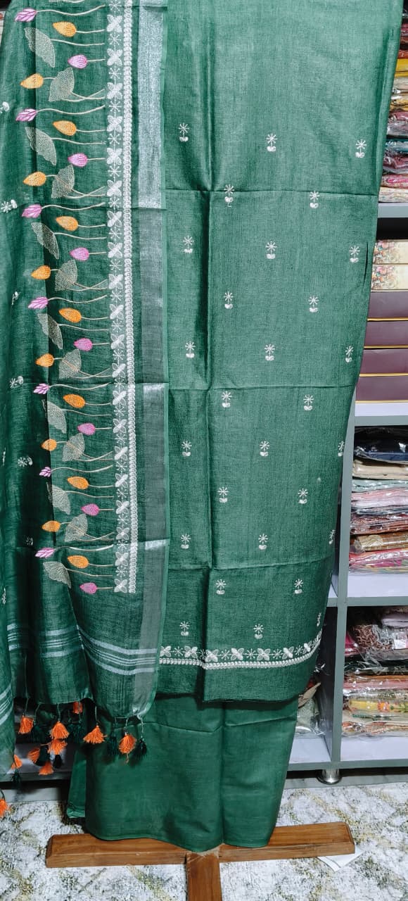 PURE LILEN SUIT WITH EMBROIDERED DUPATTA