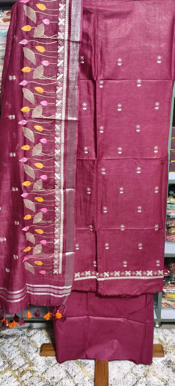 PURE LILEN SUIT WITH EMBROIDERED DUPATTA
