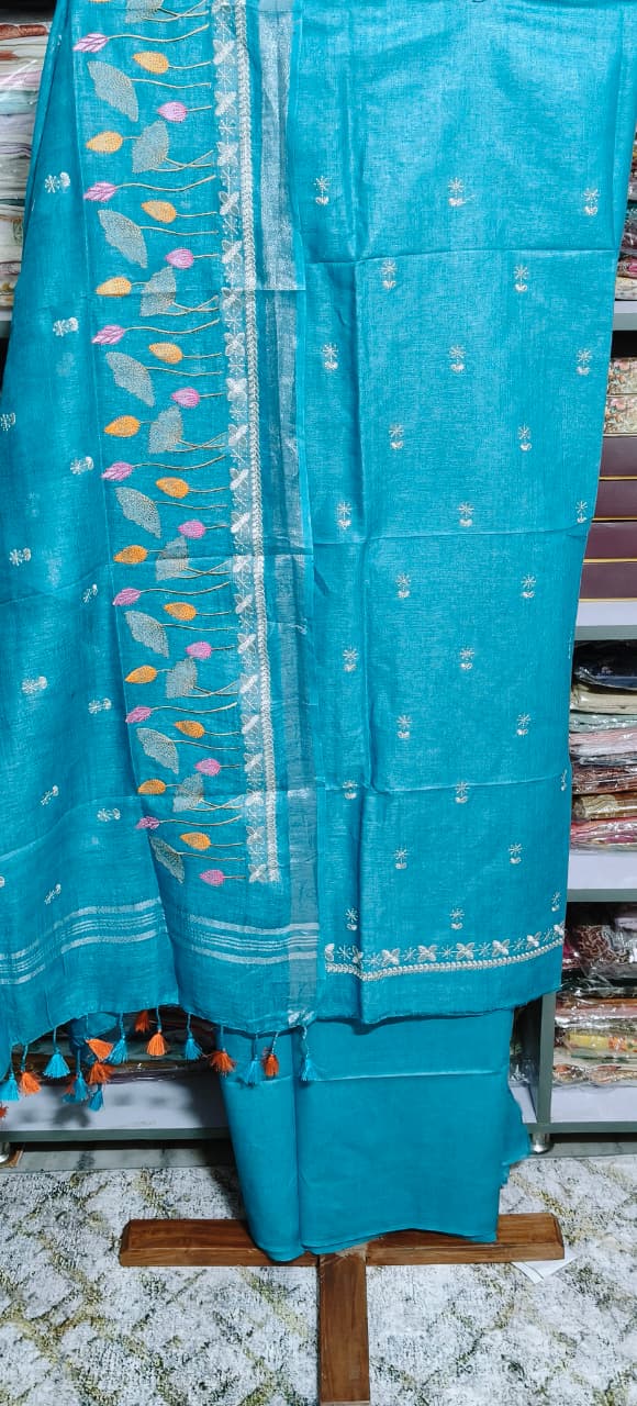 PURE LILEN SUIT WITH EMBROIDERED DUPATTA