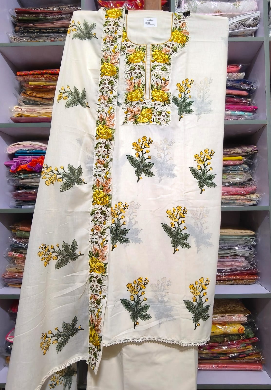 Cotton suit with beautiful embroidery work