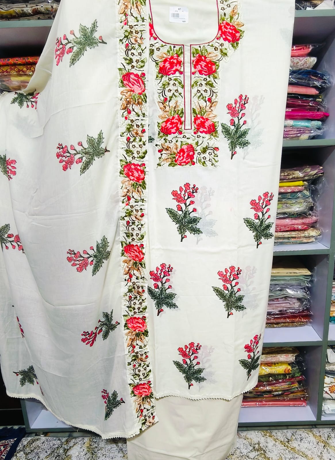 Cotton suit with beautiful embroidery work