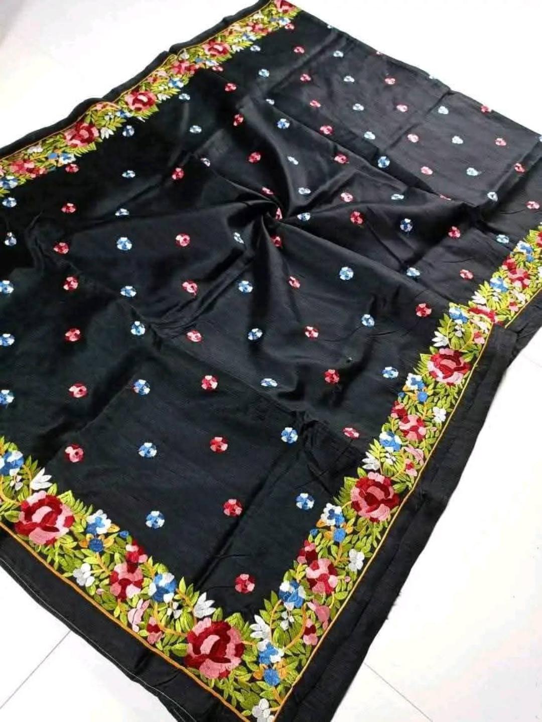 Tussar silk saree with Parsi work