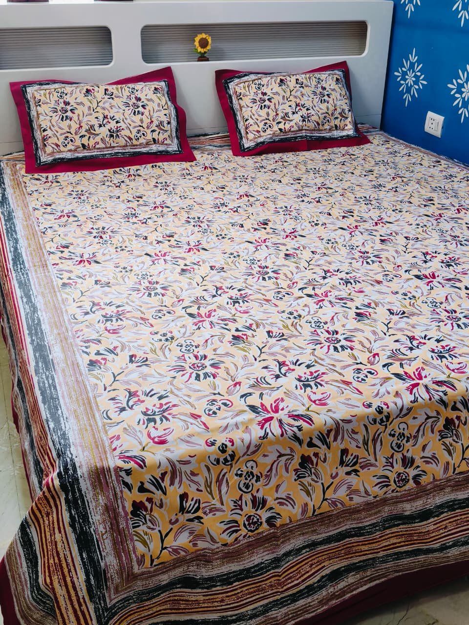 BLOCK PRIINT JAIPURI COTTON BEDSHEET