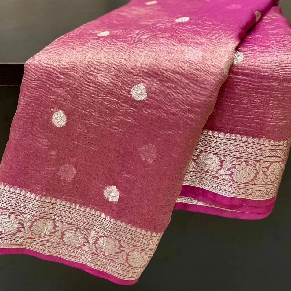 CRUSH TISSUE SILK SAREE - gallery
