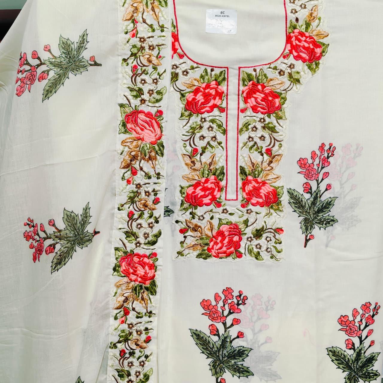 Cotton suit with beautiful embroidery work - gallery